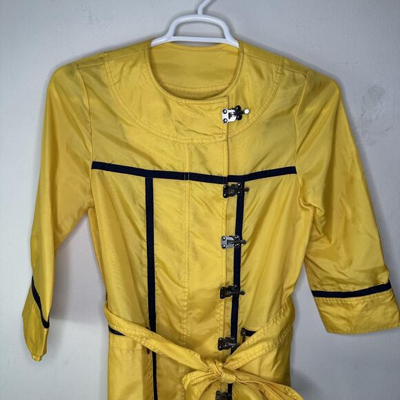 Zac Posen Target Rain Coat Womens Small Yellow Belted Trench Metal Clasp Twee - Picture 3 of 7